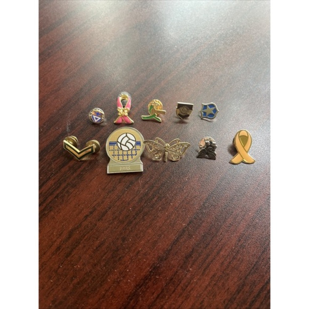 Lot Of 10 Random Mixed Lapel Hat Pins A9